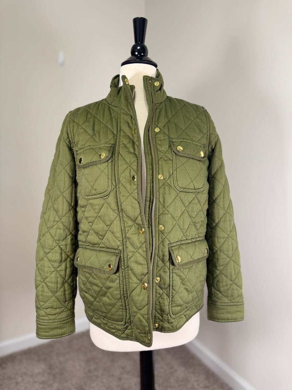 J.Crew Downtown Field Jacket Olive Green Gold Utility Gorpcore Autumn Layering